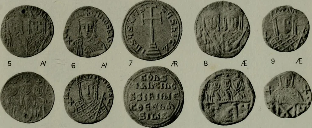 An illustration from Catalogue of the imperial Byzantine coins in the British Museum, 1908, leaf 404