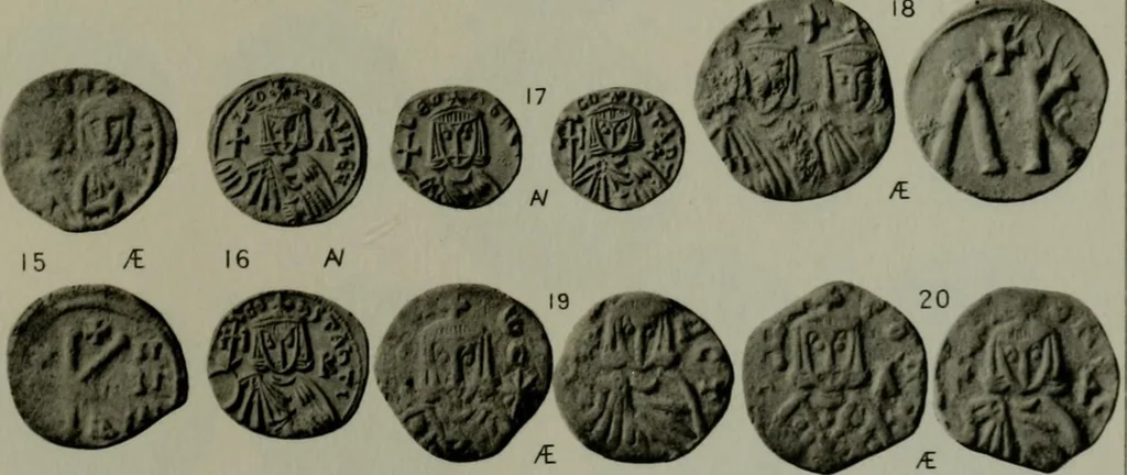 An illustration from Catalogue of the imperial Byzantine coins in the British Museum, 1908, leaf 406