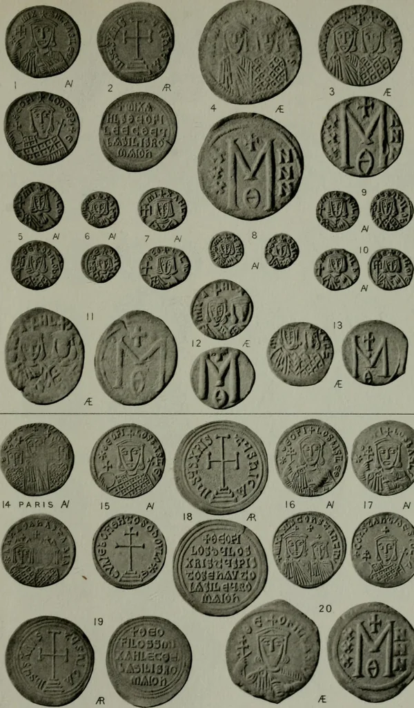 An illustration from Catalogue of the imperial Byzantine coins in the British Museum, 1908, leaf 408