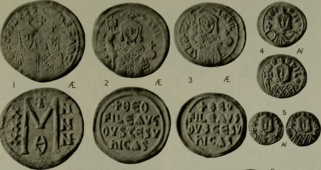 An illustration from Catalogue of the imperial Byzantine coins in the British Museum, 1908, leaf 410