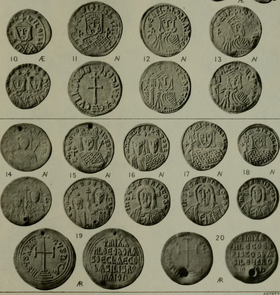An illustration from Catalogue of the imperial Byzantine coins in the British Museum, 1908, leaf 410