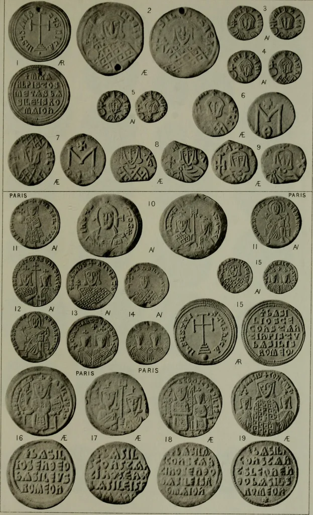 An illustration from Catalogue of the imperial Byzantine coins in the British Museum, 1908, leaf 412