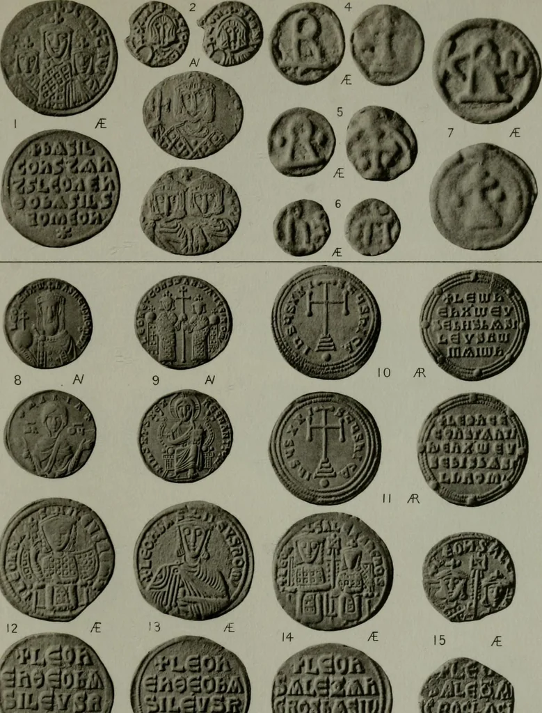An illustration from Catalogue of the imperial Byzantine coins in the British Museum, 1908, leaf 414