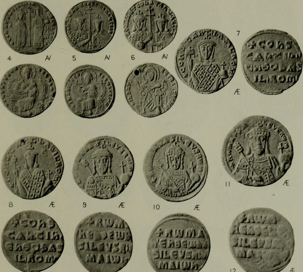 An illustration from Catalogue of the imperial Byzantine coins in the British Museum, 1908, leaf 416