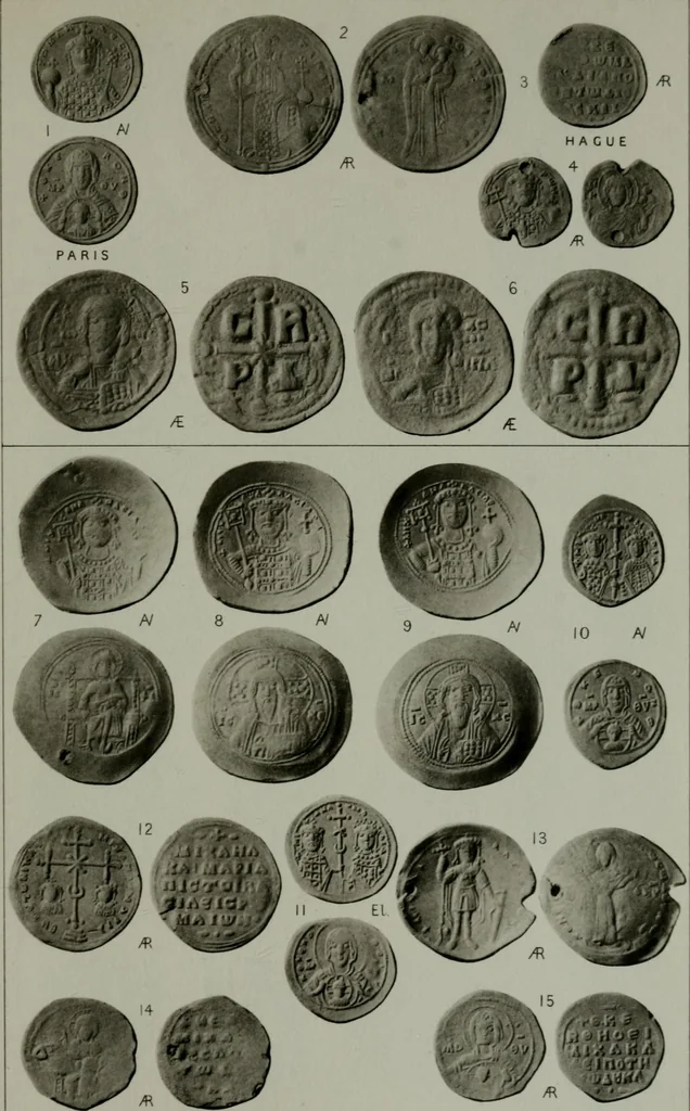 An illustration from Catalogue of the imperial Byzantine coins in the British Museum, 1908, leaf 436