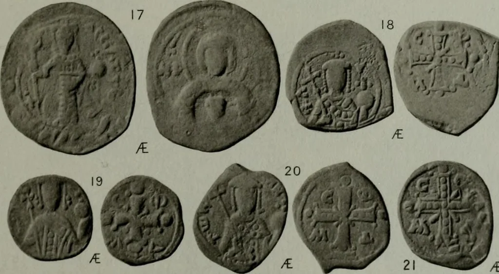 An illustration from Catalogue of the imperial Byzantine coins in the British Museum, 1908, leaf 442