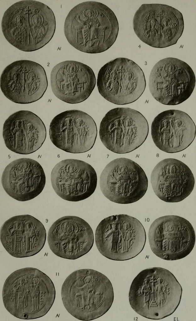 An illustration from Catalogue of the imperial Byzantine coins in the British Museum, 1908, leaf 446