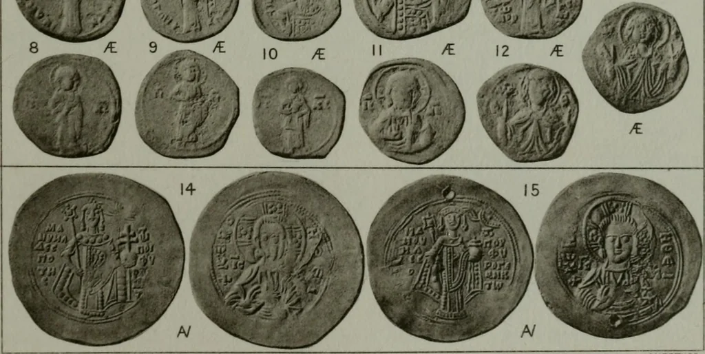 An illustration from Catalogue of the imperial Byzantine coins in the British Museum, 1908, leaf 448