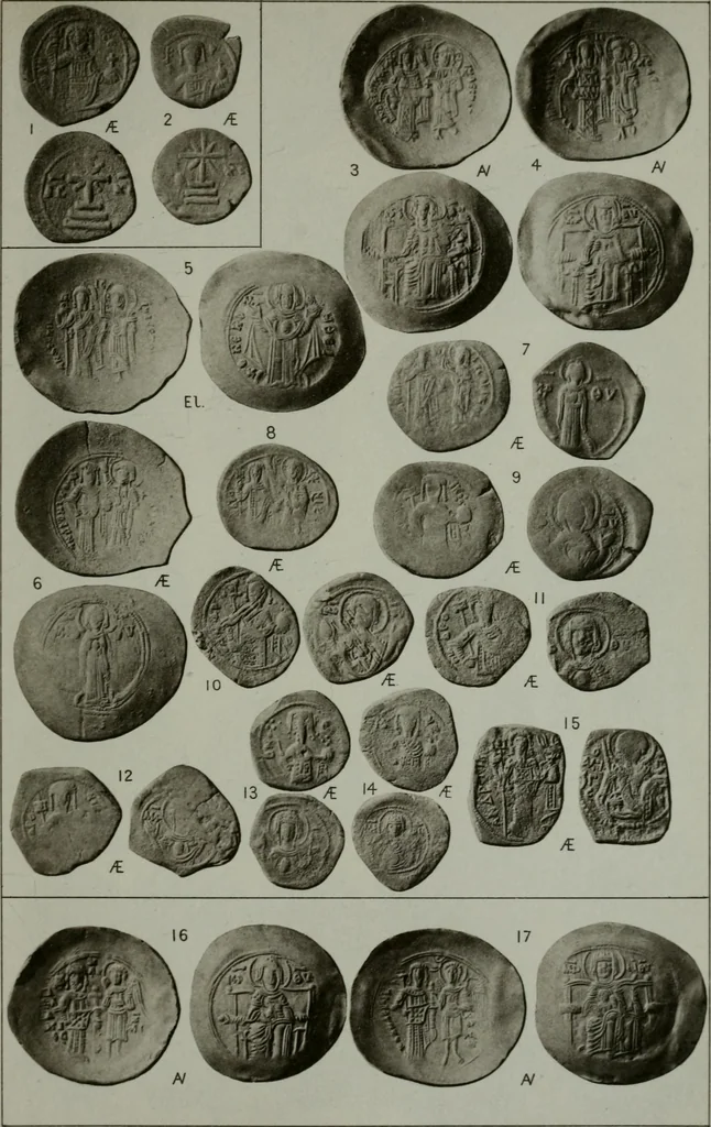 An illustration from Catalogue of the imperial Byzantine coins in the British Museum, 1908, leaf 454