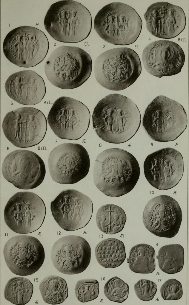 An illustration from Catalogue of the imperial Byzantine coins in the British Museum, 1908, leaf 458