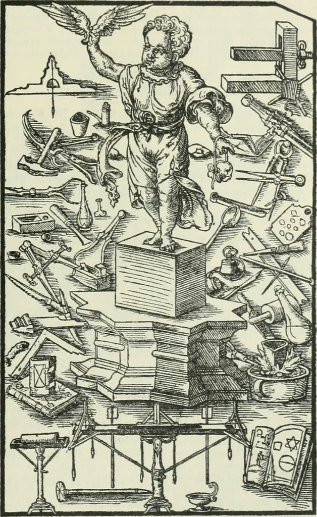 An illustration from Catalogue of an important library of rare and valuable books; incunabula typographica, mostly in original bindings; illustrated books of the XVIth and XVIIIth century; early Americana; Standard works on the fine arts; bibles and liturgical books; fine bindings; Judaica; early books on geography, etc., including Hypnerotomachia Poliphili, 1499; Schatzbehalter, 1491; Terentius, Venezia, 1497; Valturius, 1483; Dürers Hroswitha, Proportion a.o. Holbeins Dance of Death, 1538; The first Holbein Bible; Theuerdank, 1519; Monument du Costume; Janscha-Ziegler, Rheinansichten, etc, 1900, leaf 138