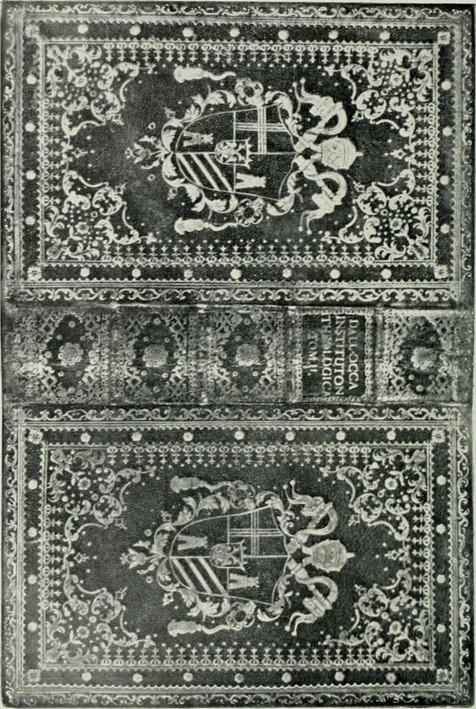 An illustration from Catalogue of an important library of rare and valuable books; incunabula typographica, mostly in original bindings; illustrated books of the XVIth and XVIIIth century; early Americana; Standard works on the fine arts; bibles and liturgical books; fine bindings; Judaica; early books on geography, etc., including Hypnerotomachia Poliphili, 1499; Schatzbehalter, 1491; Terentius, Venezia, 1497; Valturius, 1483; Dürers Hroswitha, Proportion a.o. Holbeins Dance of Death, 1538; The first Holbein Bible; Theuerdank, 1519; Monument du Costume; Janscha-Ziegler, Rheinansichten, etc, 1900, leaf 173