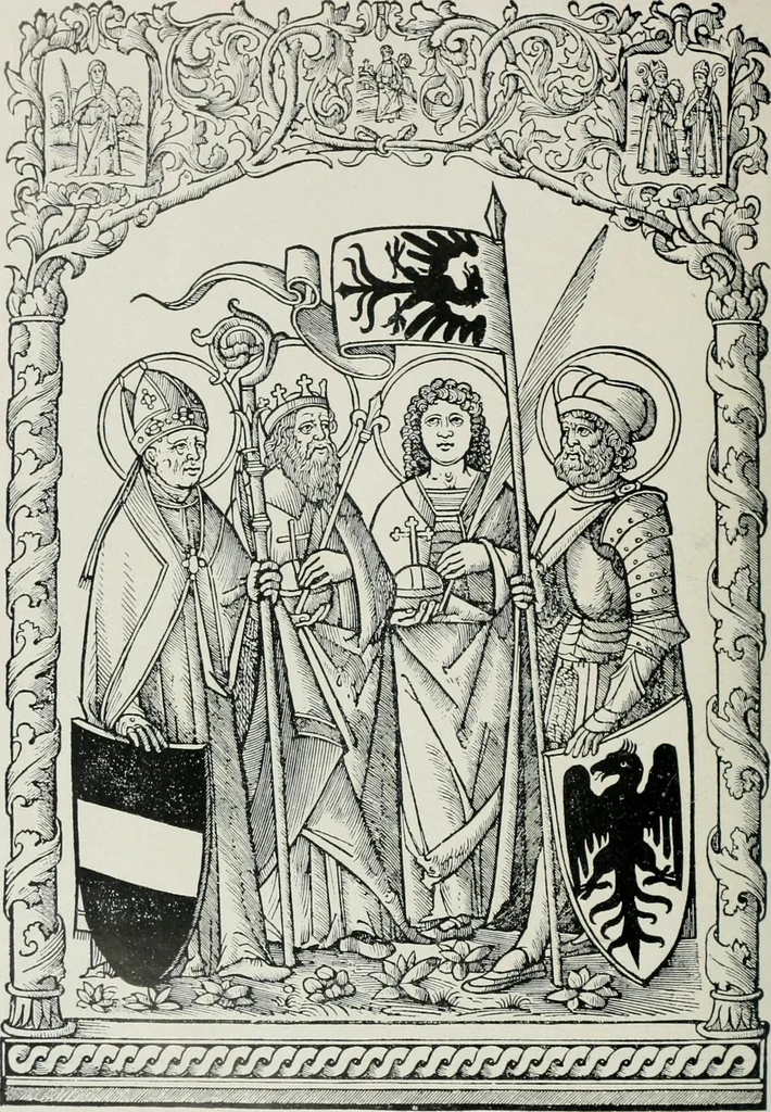 An illustration from Catalogue of an important library of rare and valuable books; incunabula typographica, mostly in original bindings; illustrated books of the XVIth and XVIIIth century; early Americana; Standard works on the fine arts; bibles and liturgical books; fine bindings; Judaica; early books on geography, etc., including Hypnerotomachia Poliphili, 1499; Schatzbehalter, 1491; Terentius, Venezia, 1497; Valturius, 1483; Dürers Hroswitha, Proportion a.o. Holbeins Dance of Death, 1538; The first Holbein Bible; Theuerdank, 1519; Monument du Costume; Janscha-Ziegler, Rheinansichten, etc, 1900, leaf 193