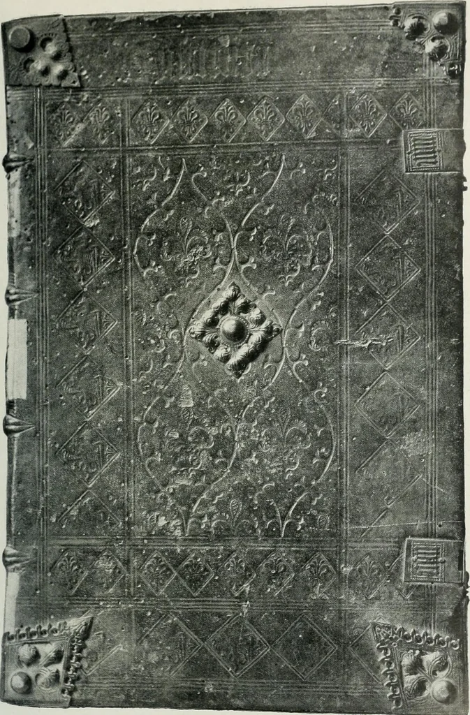 An illustration from Catalogue of an important library of rare and valuable books; incunabula typographica, mostly in original bindings; illustrated books of the XVIth and XVIIIth century; early Americana; Standard works on the fine arts; bibles and liturgical books; fine bindings; Judaica; early books on geography, etc., including Hypnerotomachia Poliphili, 1499; Schatzbehalter, 1491; Terentius, Venezia, 1497; Valturius, 1483; Dürers Hroswitha, Proportion a.o. Holbeins Dance of Death, 1538; The first Holbein Bible; Theuerdank, 1519; Monument du Costume; Janscha-Ziegler, Rheinansichten, etc, 1900, leaf 28