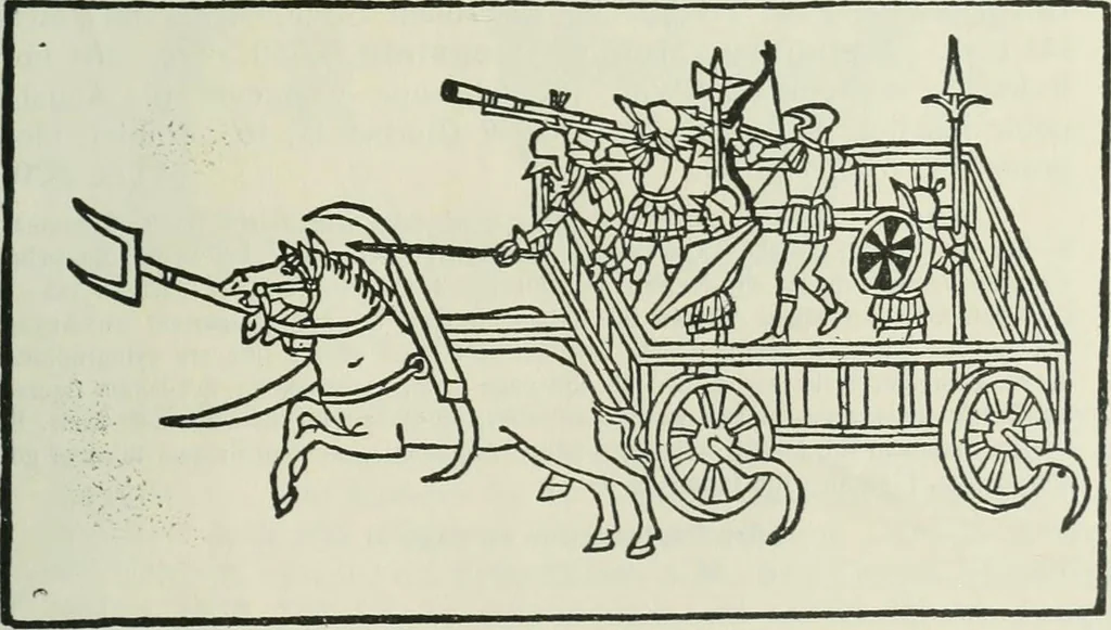 An illustration from Catalogue of an important library of rare and valuable books; incunabula typographica, mostly in original bindings; illustrated books of the XVIth and XVIIIth century; early Americana; Standard works on the fine arts; bibles and liturgical books; fine bindings; Judaica; early books on geography, etc., including Hypnerotomachia Poliphili, 1499; Schatzbehalter, 1491; Terentius, Venezia, 1497; Valturius, 1483; Dürers Hroswitha, Proportion a.o. Holbeins Dance of Death, 1538; The first Holbein Bible; Theuerdank, 1519; Monument du Costume; Janscha-Ziegler, Rheinansichten, etc, 1900, leaf 66