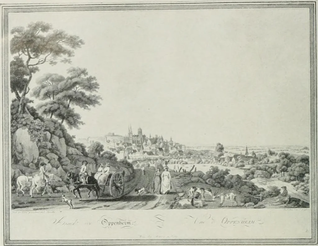 An illustration from Catalogue of an important library of rare and valuable books; incunabula typographica, mostly in original bindings; illustrated books of the XVIth and XVIIIth century; early Americana; Standard works on the fine arts; bibles and liturgical books; fine bindings; Judaica; early books on geography, etc., including Hypnerotomachia Poliphili, 1499; Schatzbehalter, 1491; Terentius, Venezia, 1497; Valturius, 1483; Dürers Hroswitha, Proportion a.o. Holbeins Dance of Death, 1538; The first Holbein Bible; Theuerdank, 1519; Monument du Costume; Janscha-Ziegler, Rheinansichten, etc, 1900, leaf 87