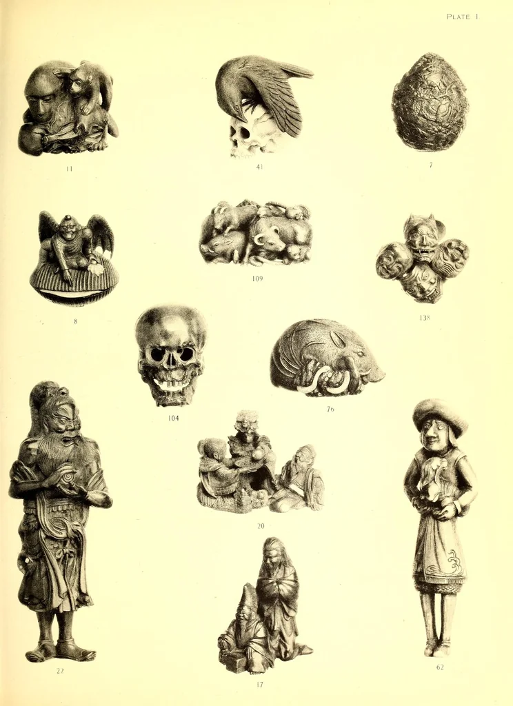 An illustration from Catalogue of an important and valuable collection of Japanese works of art including lacquer, inro, netsuke, swords, and sword furniture : being the third portion of the Gilbertson collection, 1917, leaf 63