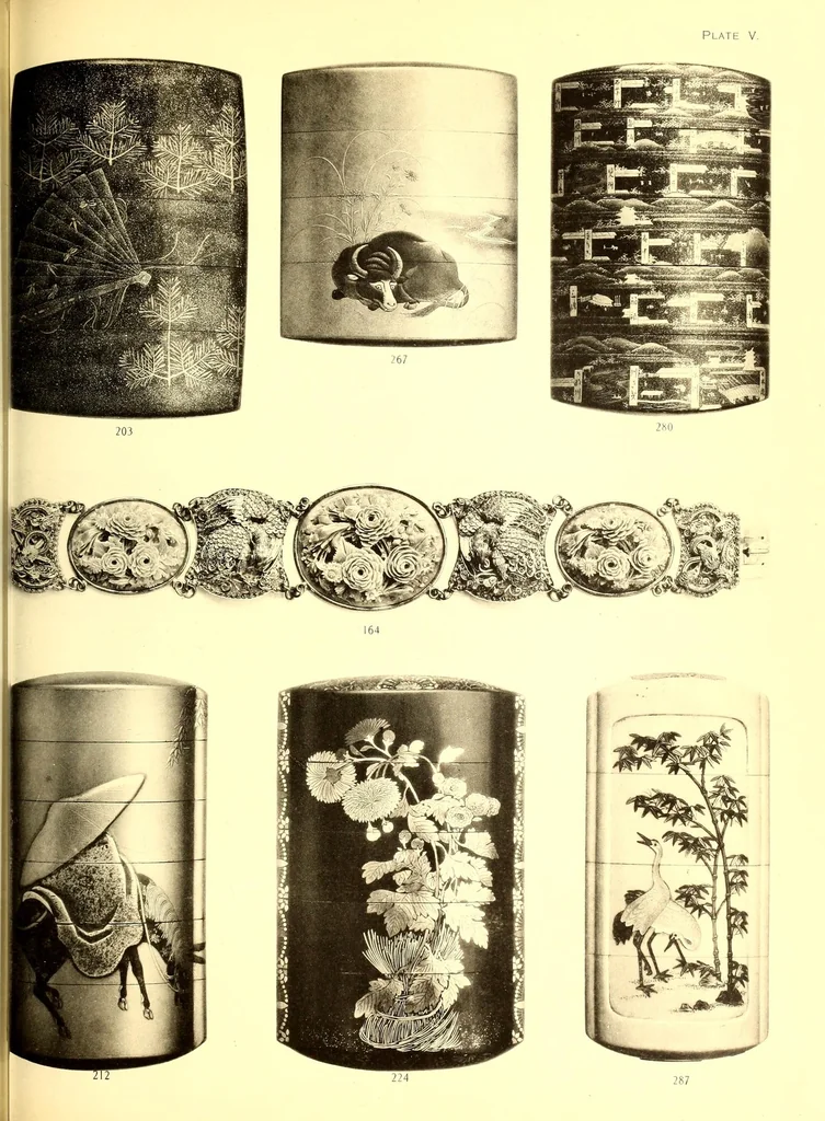 An illustration from Catalogue of an important and valuable collection of Japanese works of art including lacquer, inro, netsuke, swords, and sword furniture : being the third portion of the Gilbertson collection, 1917, leaf 71