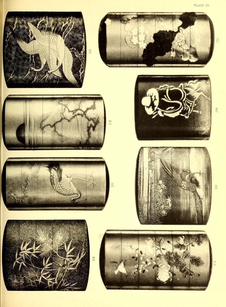 An illustration from Catalogue of an important and valuable collection of Japanese works of art including lacquer, inro, netsuke, swords, and sword furniture : being the third portion of the Gilbertson collection, 1917, leaf 73