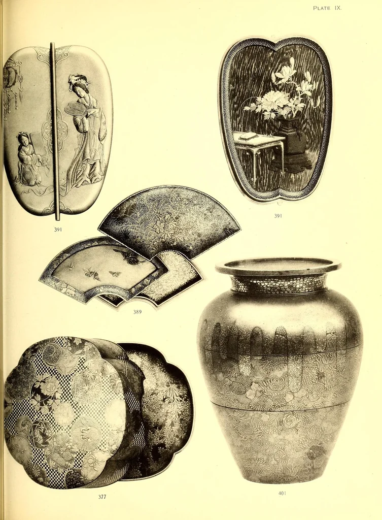 An illustration from Catalogue of an important and valuable collection of Japanese works of art including lacquer, inro, netsuke, swords, and sword furniture : being the third portion of the Gilbertson collection, 1917, leaf 79
