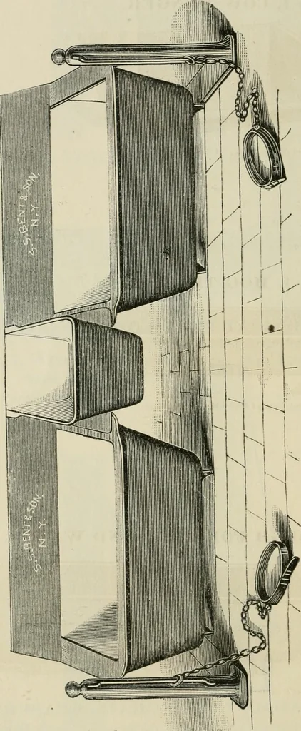 An illustration from Catalogue of improved and patented stable fittings and fixtures, brass, bronzed and nickel plated; poultry yard appliances, dog kennels, door and window guards, &c., &c., 1886, leaf 111
