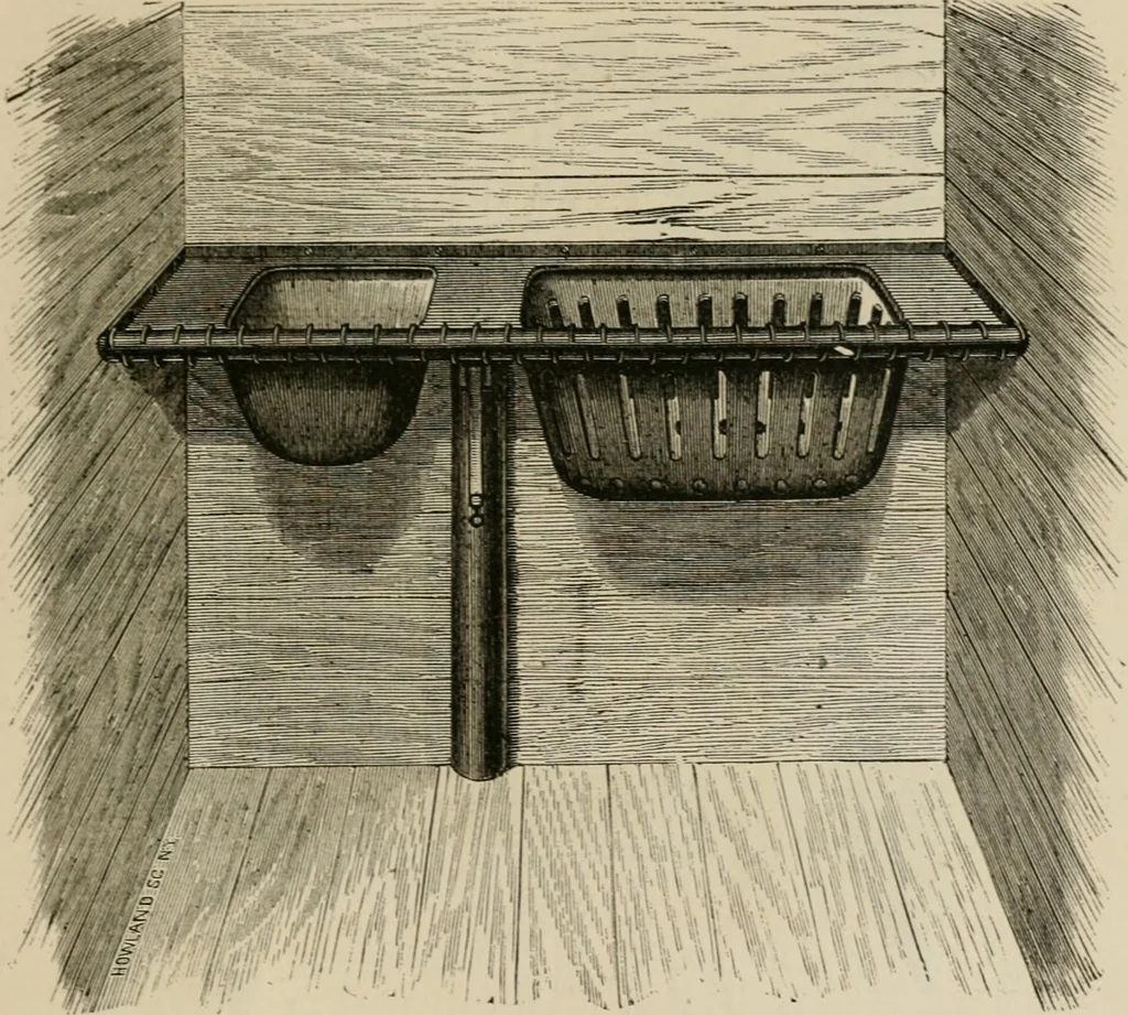 An illustration from Catalogue of improved and patented stable fittings and fixtures, brass, bronzed and nickel plated; poultry yard appliances, dog kennels, door and window guards, &c., &c., 1886, leaf 12