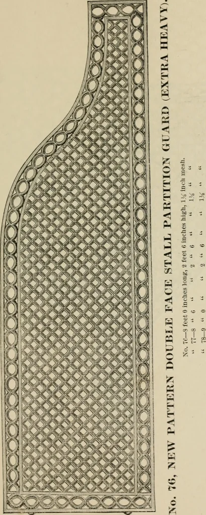 An illustration from Catalogue of improved and patented stable fittings and fixtures, brass, bronzed and nickel plated; poultry yard appliances, dog kennels, door and window guards, &c., &c., 1886, leaf 36
