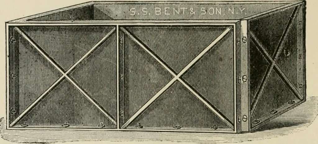 An illustration from Catalogue of improved and patented stable fittings and fixtures, brass, bronzed and nickel plated; poultry yard appliances, dog kennels, door and window guards, &c., &c., 1886, leaf 73
