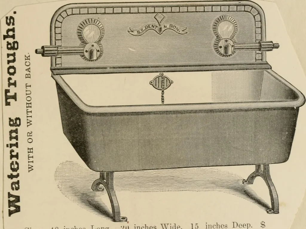 An illustration from Catalogue of improved and patented stable fittings and fixtures, brass, bronzed and nickel plated; poultry yard appliances, dog kennels, door and window guards, &c., &c., 1886, leaf 76