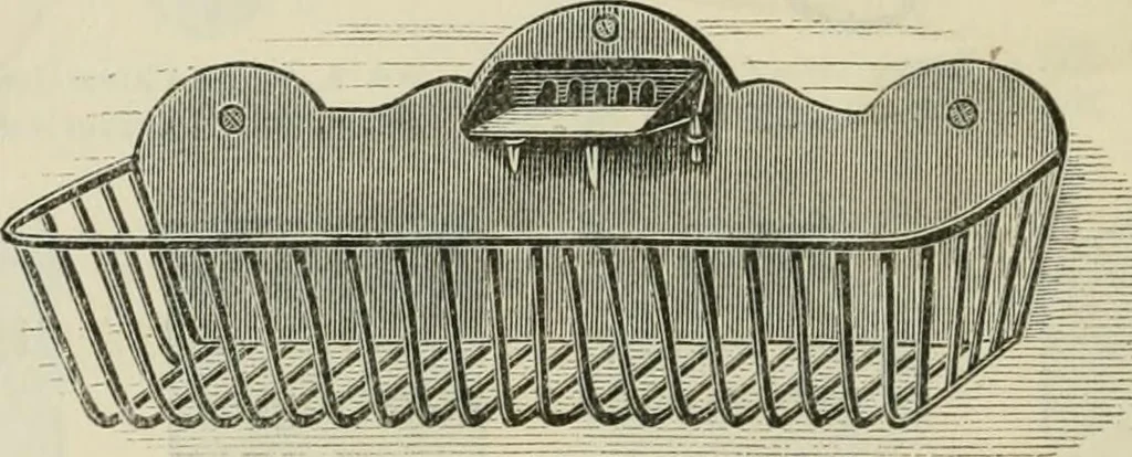 An illustration from Catalogue of improved and patented stable fittings and fixtures, brass, bronzed and nickel plated; poultry yard appliances, dog kennels, door and window guards, &c., &c., 1886, leaf 99