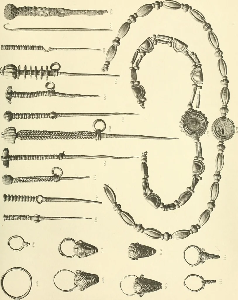 An illustration from Catalogue of the jewellery, Greek, Etruscan, and Roman, in the departments of antiquities, British Museum, 1911, leaf 474