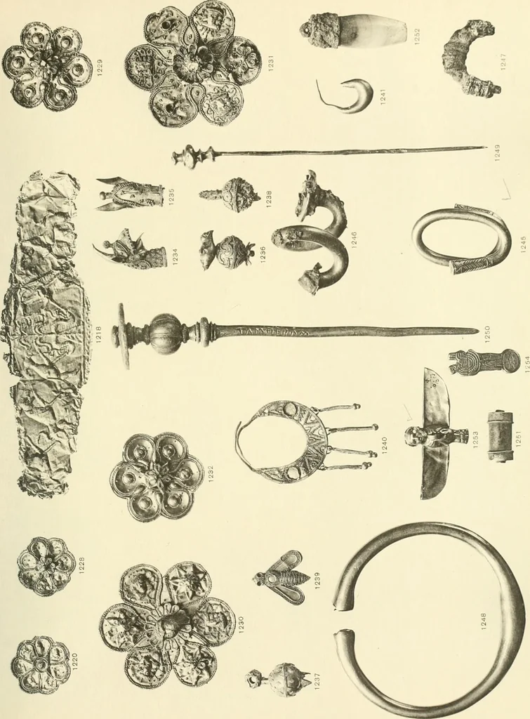 An illustration from Catalogue of the jewellery, Greek, Etruscan, and Roman, in the departments of antiquities, British Museum, 1911, leaf 494