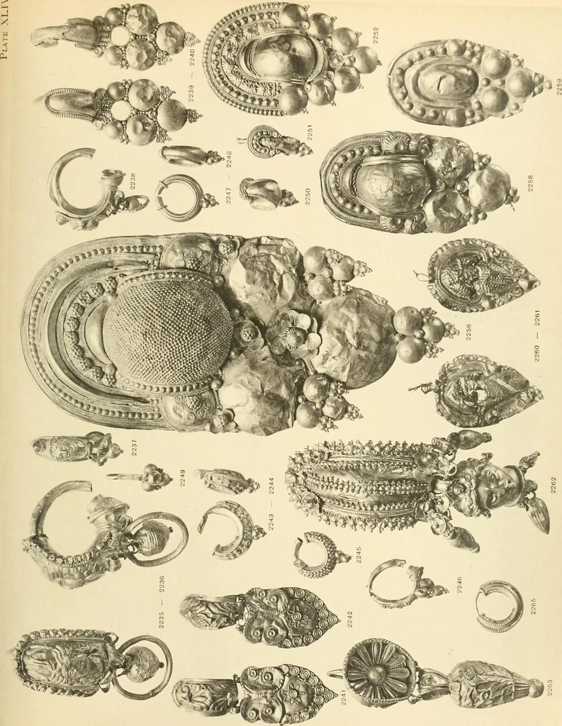 An illustration from Catalogue of the jewellery, Greek, Etruscan, and Roman, in the departments of antiquities, British Museum, 1911, leaf 554