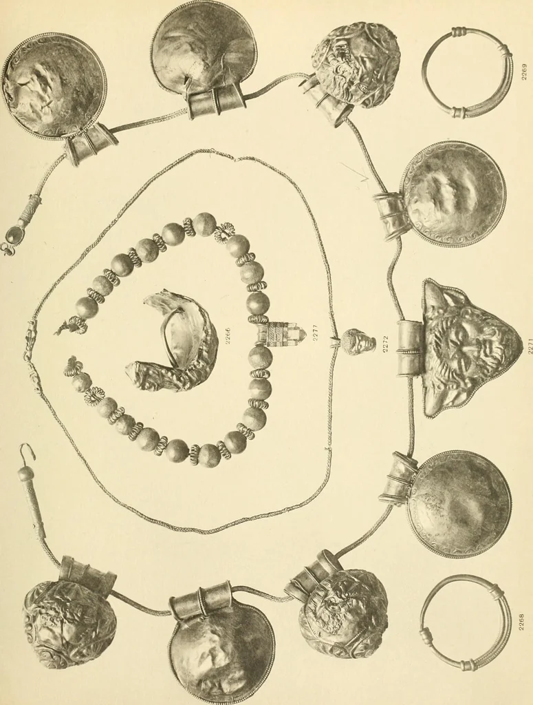An illustration from Catalogue of the jewellery, Greek, Etruscan, and Roman, in the departments of antiquities, British Museum, 1911, leaf 556