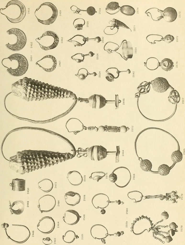An illustration from Catalogue of the jewellery, Greek, Etruscan, and Roman, in the departments of antiquities, British Museum, 1911, leaf 572
