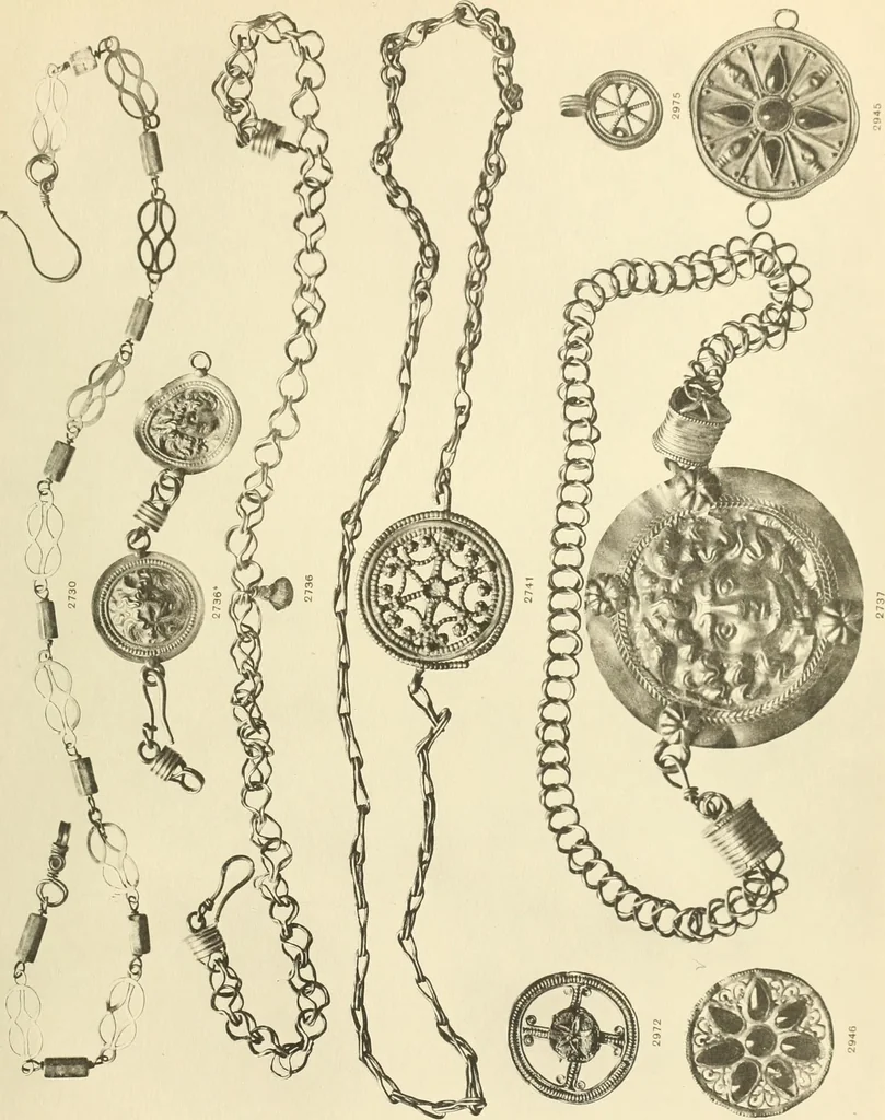 An illustration from Catalogue of the jewellery, Greek, Etruscan, and Roman, in the departments of antiquities, British Museum, 1911, leaf 586