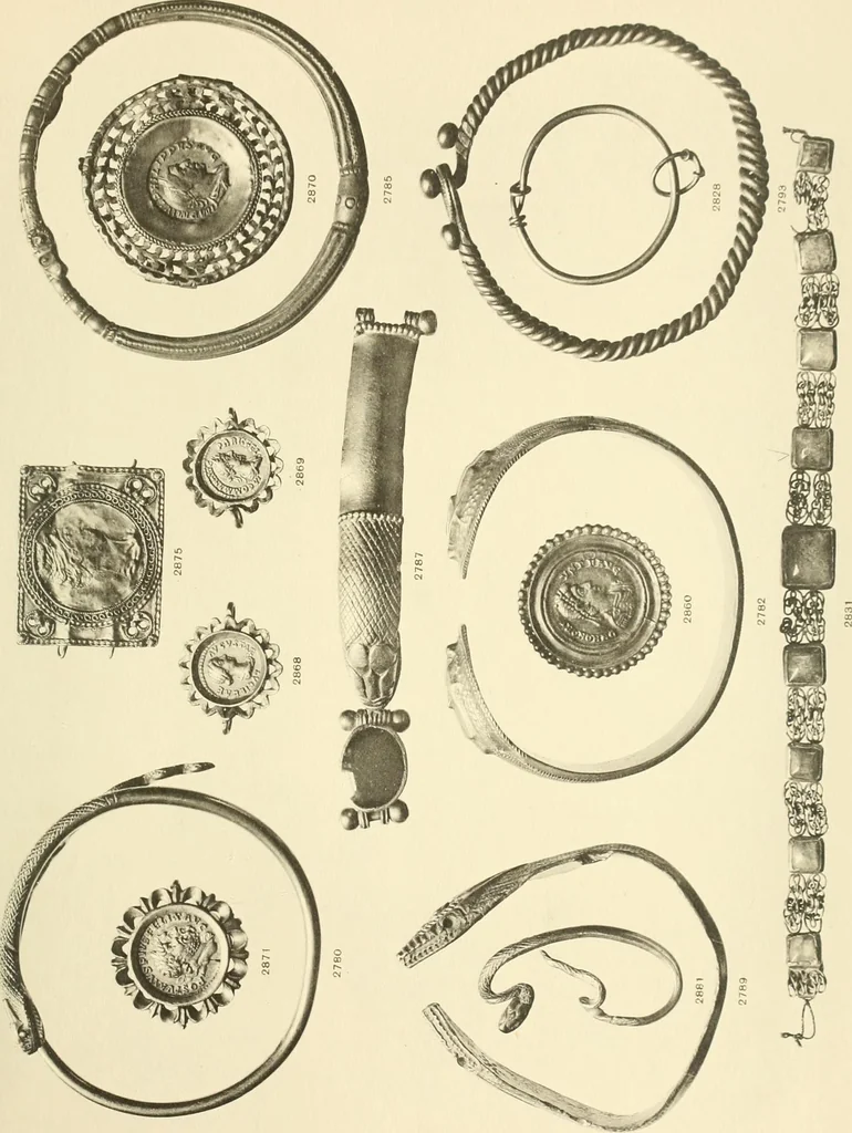 An illustration from Catalogue of the jewellery, Greek, Etruscan, and Roman, in the departments of antiquities, British Museum, 1911, leaf 592