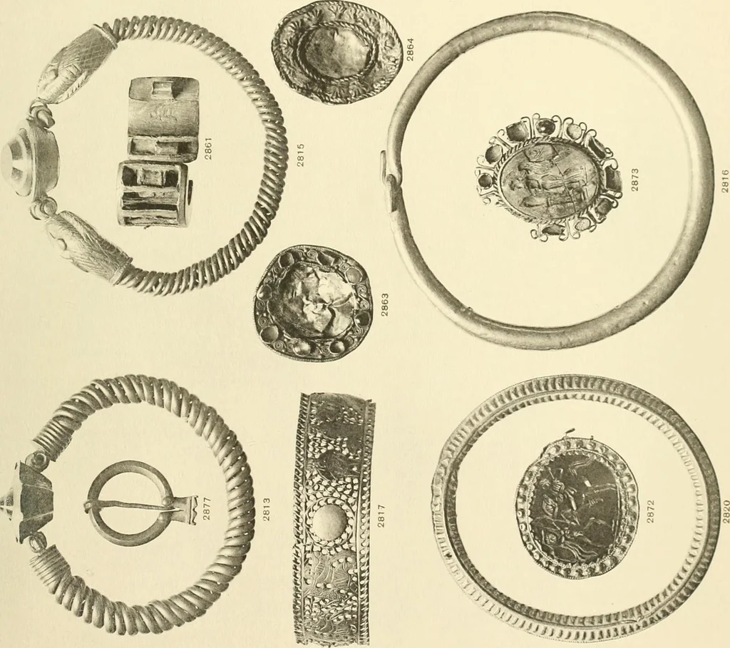 An illustration from Catalogue of the jewellery, Greek, Etruscan, and Roman, in the departments of antiquities, British Museum, 1911, leaf 596