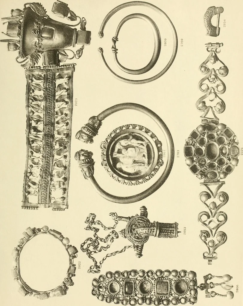 An illustration from Catalogue of the jewellery, Greek, Etruscan, and Roman, in the departments of antiquities, British Museum, 1911, leaf 598