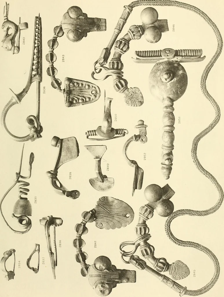 An illustration from Catalogue of the jewellery, Greek, Etruscan, and Roman, in the departments of antiquities, British Museum, 1911, leaf 600