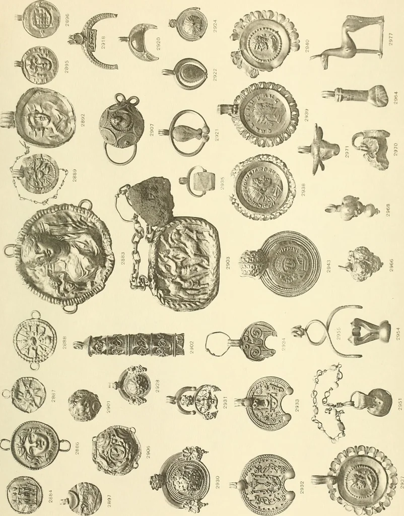 An illustration from Catalogue of the jewellery, Greek, Etruscan, and Roman, in the departments of antiquities, British Museum, 1911, leaf 602