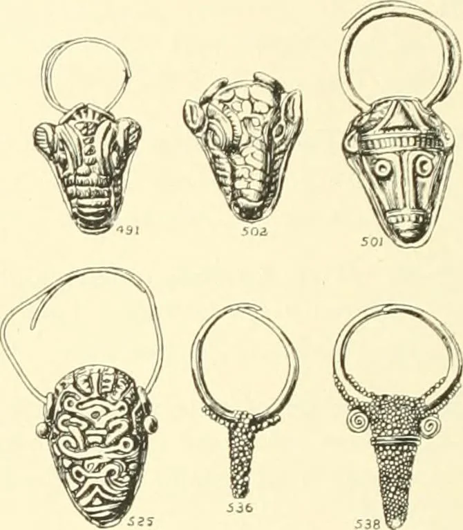 An illustration from Catalogue of the jewellery, Greek, Etruscan, and Roman, in the departments of antiquities, British Museum, 1911, leaf 95