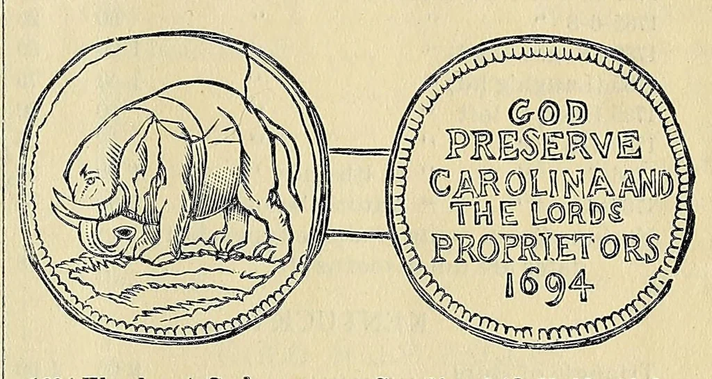 An illustration from Catalogue of old coins, stamps, curios, 1890, leaf 5