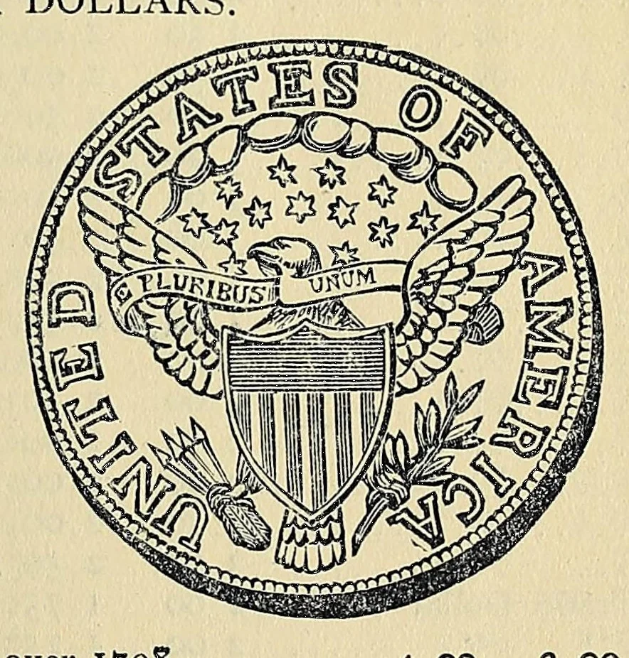 An illustration from Catalogue of old coins, stamps, curios, 1890, leaf 9