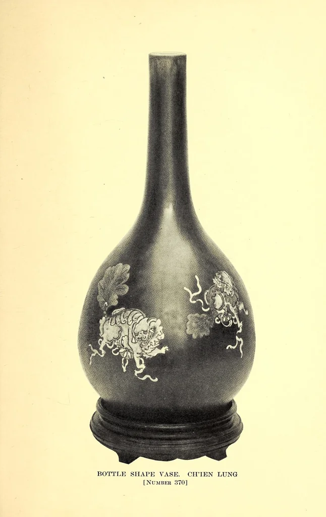 An illustration from Catalogue of Oriental Art : from the Collection of Mr. Vance Thompson of New York City. Rare Old China, Limoges Enamels, Embroideries, Samplers, Colonial Costumes, Screens, Chinese Carvings, Brooches, Bracelets, Laces, and Chinese Porcelains, 1916, leaf 65