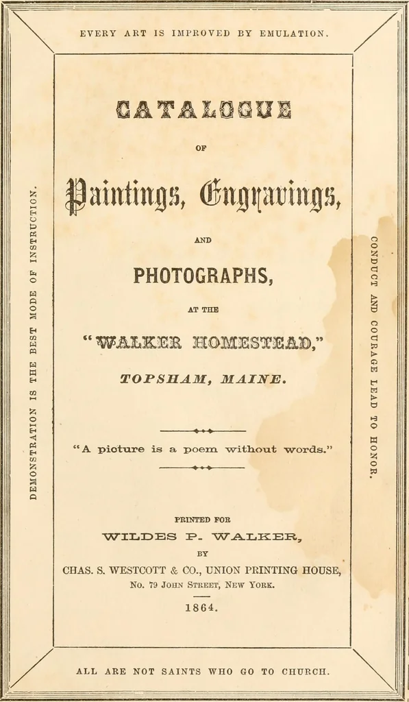 An illustration from Catalogue of paintings, engravings, and photographs at the "Walker Homestead", Topsham, Maine., 1864, leaf 4