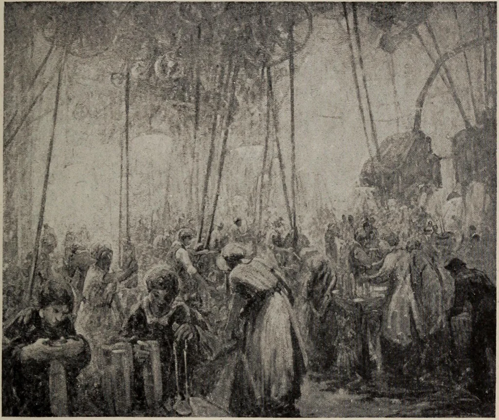 An illustration from Catalogue of pictures, sculpture, drawings, etchings and lithographs done by Canadian artists in Canada : under the authority of the Canadian War Memorials Fund and exhibited for the first time at the Art Gallery of Toronto, from October 18th to November 12th, 1919., 1919, leaf 16