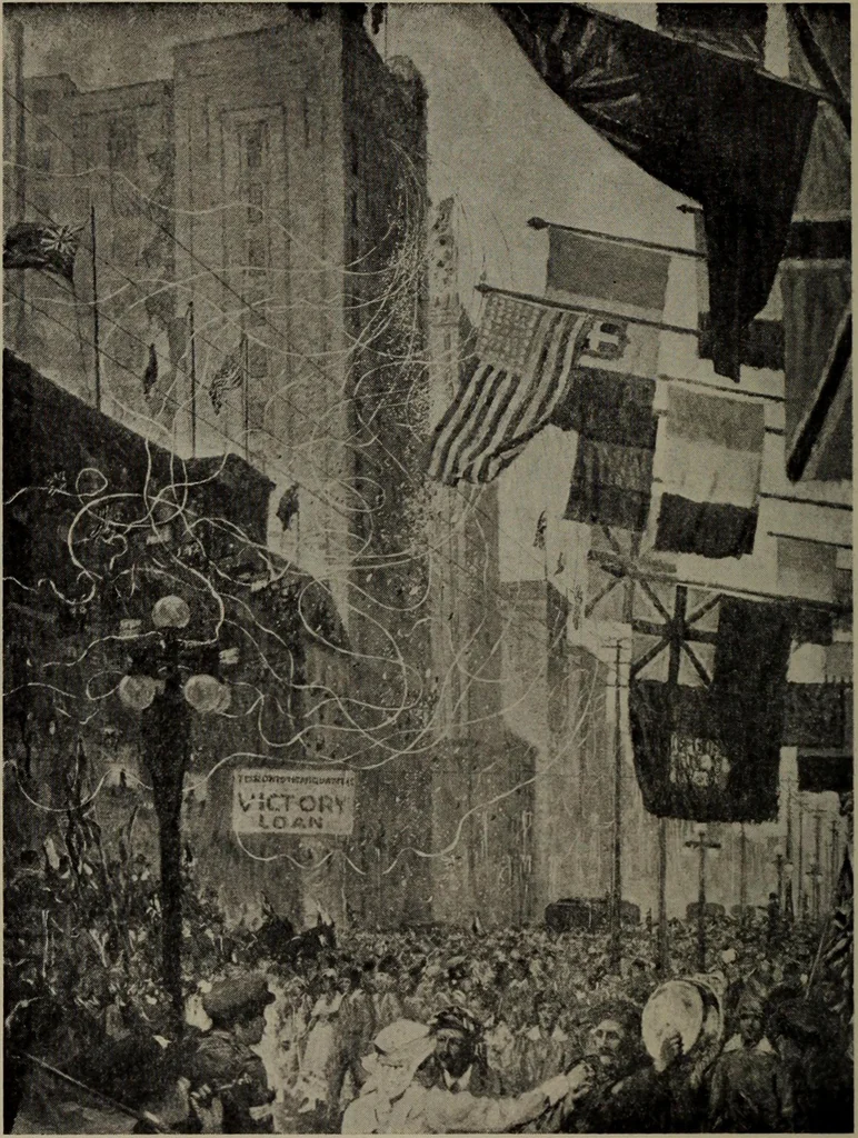 An illustration from Catalogue of pictures, sculpture, drawings, etchings and lithographs done by Canadian artists in Canada : under the authority of the Canadian War Memorials Fund and exhibited for the first time at the Art Gallery of Toronto, from October 18th to November 12th, 1919., 1919, leaf 17