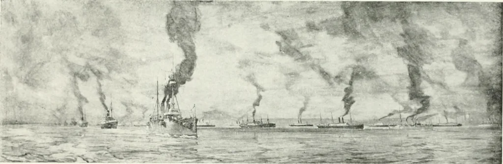 An illustration from Catalogue of pictures, sculpture, drawings, etchings and lithographs done by Canadian artists in Canada : under the authority of the Canadian War Memorials Fund and exhibited for the first time at the Art Gallery of Toronto, from October 18th to November 12th, 1919, 1919, leaf 8