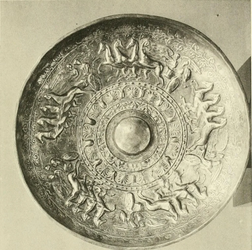 An illustration from Catalogue of the silver plate (Greek, Etruscan and Roman) in the British Museum, 1921, leaf 102